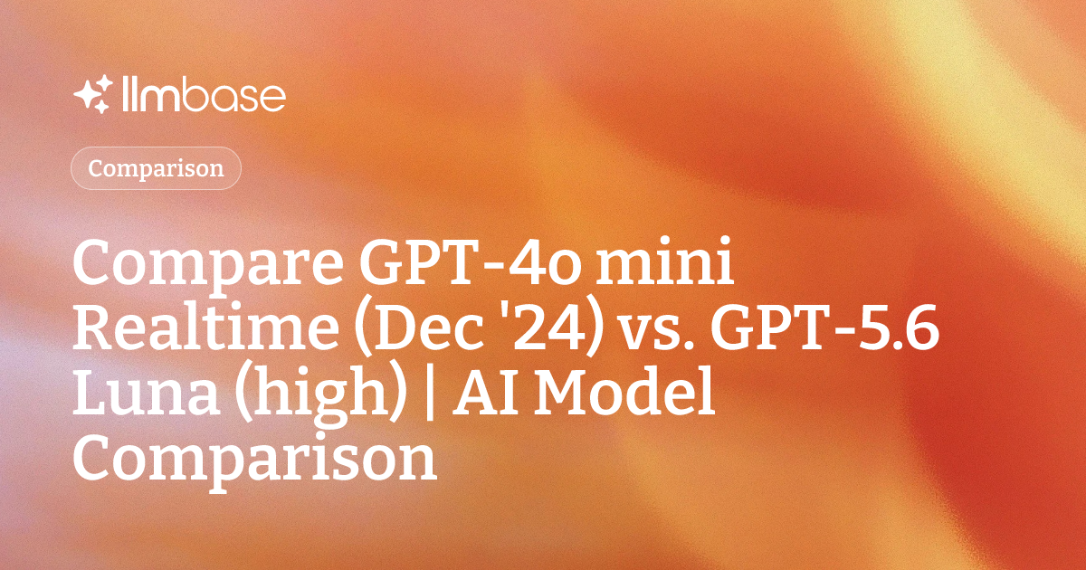 Compare GPT-4o mini Realtime (Dec '24) vs GPT-5.6 Luna (high) | AI ...