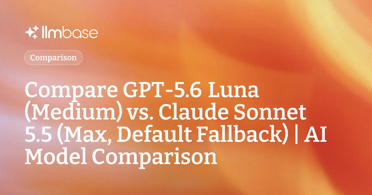 Compare GPT-5.6 Luna (Medium) vs Claude Sonnet 5.5 (Max, Default ...