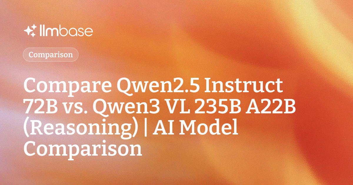 Compare Qwen2.5 Instruct 72B vs Qwen3 VL 235B A22B (Reasoning) | AI ...