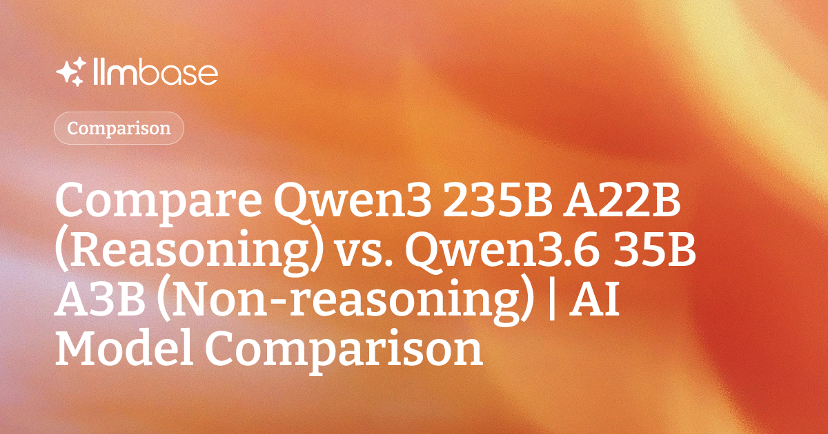 Compare Qwen3 235B A22B (Reasoning) vs Qwen3.6 35B A3B (Non-reasoning ...