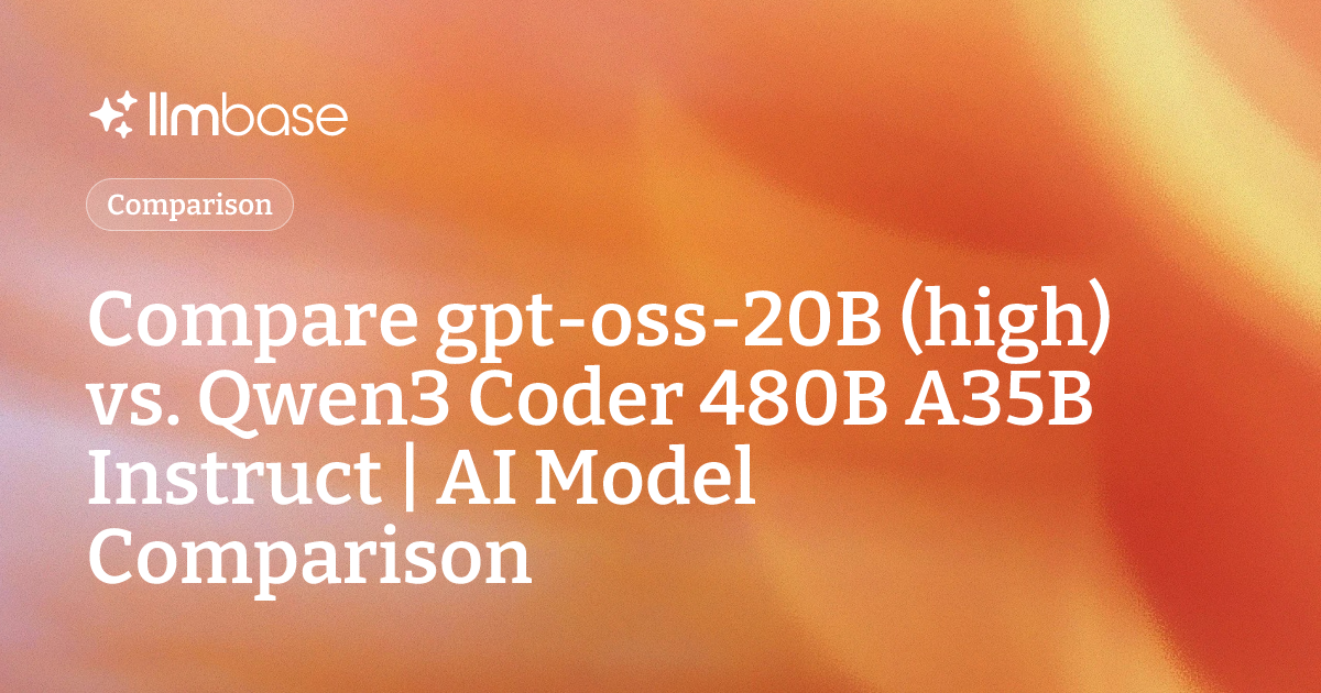 Compare gpt-oss-20B (high) vs Qwen3 Coder 480B A35B Instruct | AI Model ...