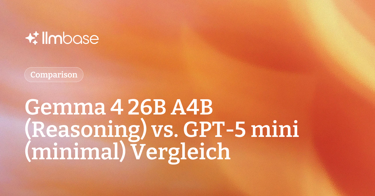 Gemma 4 26B A4B (Reasoning) vs. GPT-5 mini (minimal) Vergleich | LLMBase