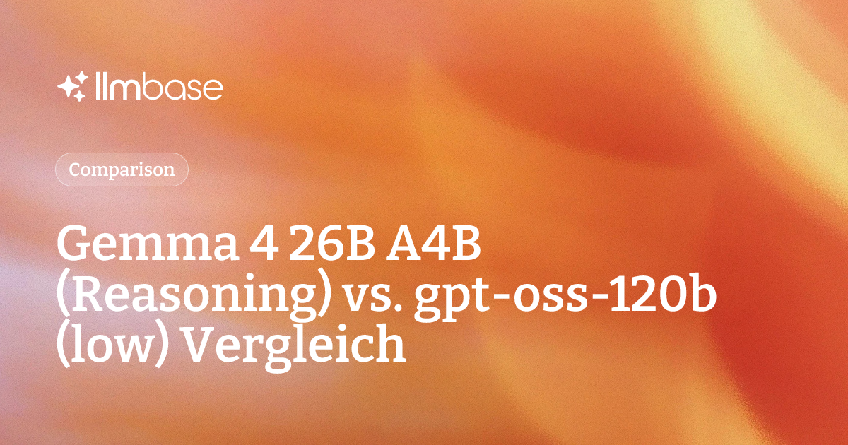 Gemma 4 26B A4B (Reasoning) vs. gpt-oss-120b (low) Vergleich | LLMBase