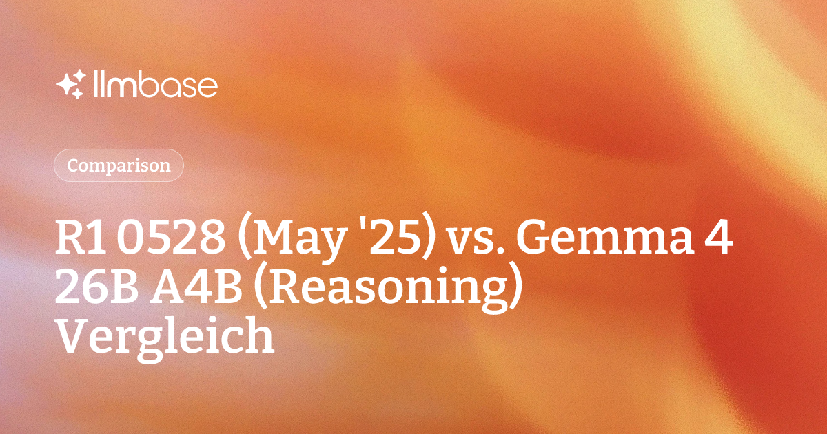 R1 0528 (May '25) vs. Gemma 4 26B A4B (Reasoning) Vergleich | LLMBase