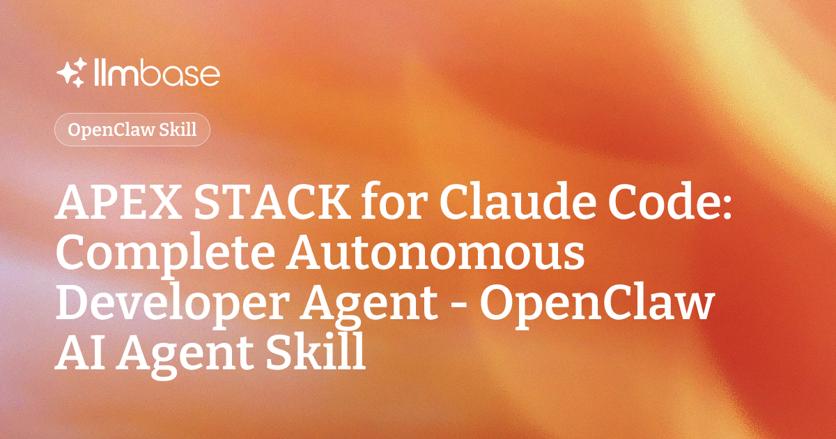 APEX STACK for Claude Code: Complete Autonomous Developer Agent ...