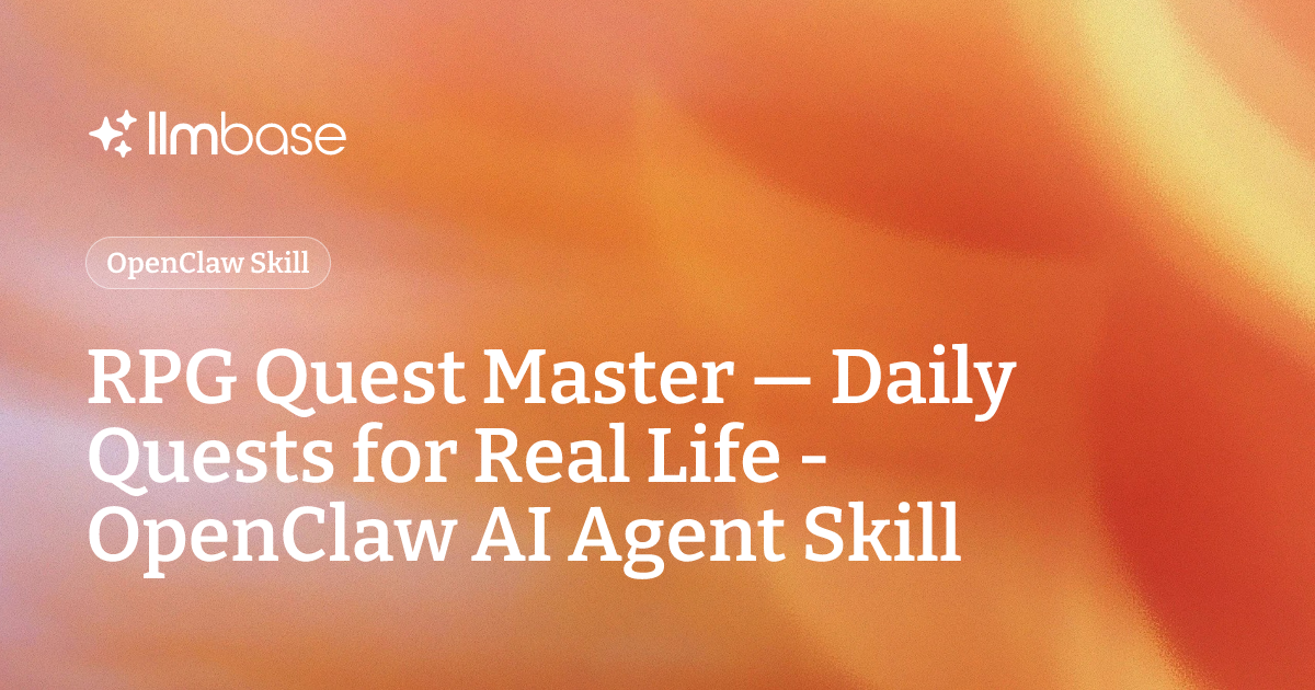 Real Life Rppg RPG Quest Master — Daily Quests for Real Life - OpenClaw AI Agent Skill ...
