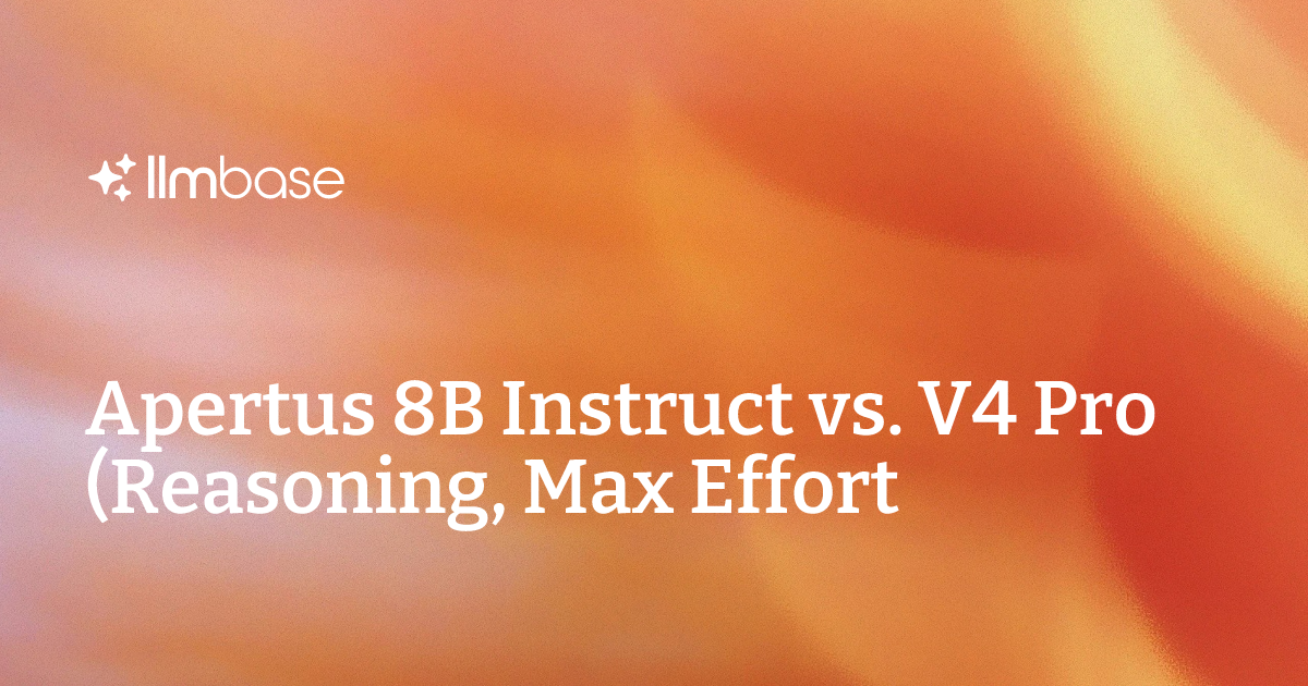 Apertus 8B Instruct vs. V4 Pro (Reasoning, Max Effort) Vergleich | LLMBase