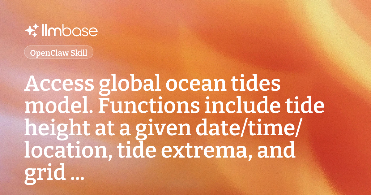 Model Data Extraction Icon Access global ocean tides model. Functions include tide height at a ...