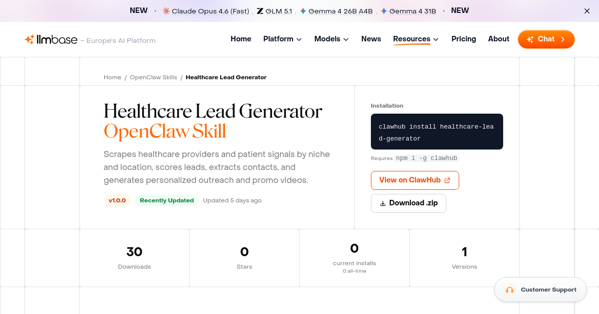 Healthcare Lead Generator - OpenClaw AI Agent Skill | LLMBase